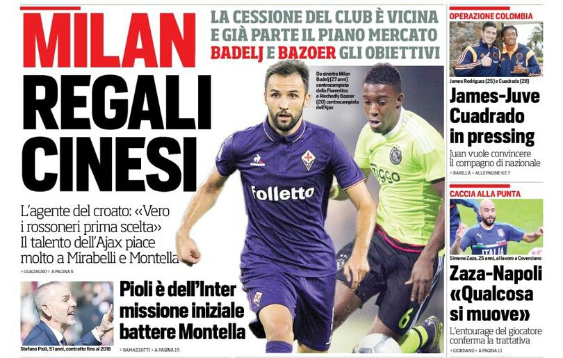 Corriere dello Sport: Badelj va via, sarà il regalo del Milan per Montella a gennaio
