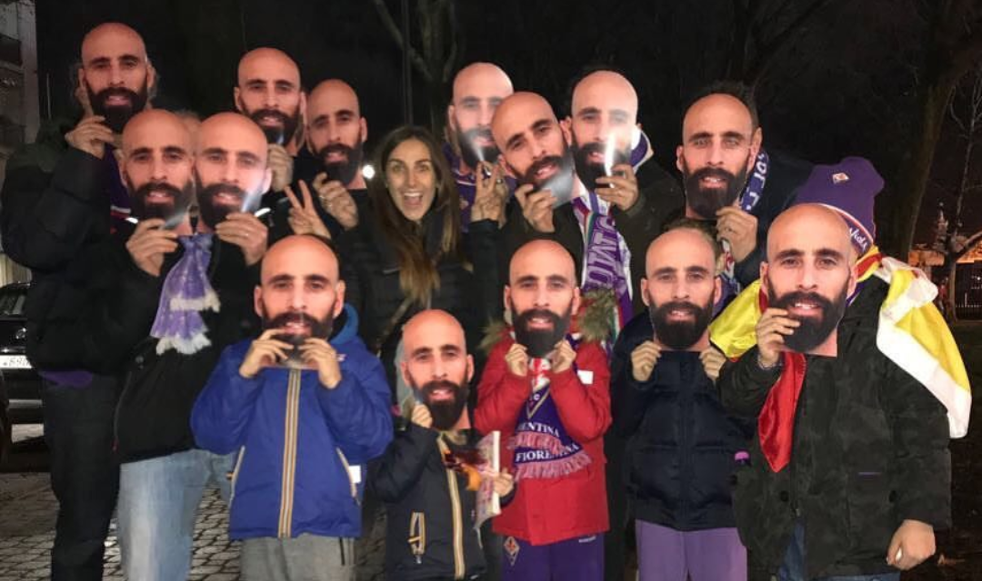 Allo stadio Franchi maschere con la faccia di Borja Valero per gli amici fiorentini dello spagnolo
