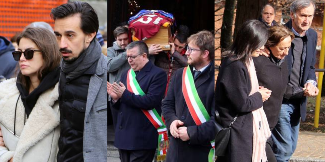 FOTO, l’ultimo saluto per Astori a San Pellegrino. Francesca sostenuta dal fratello