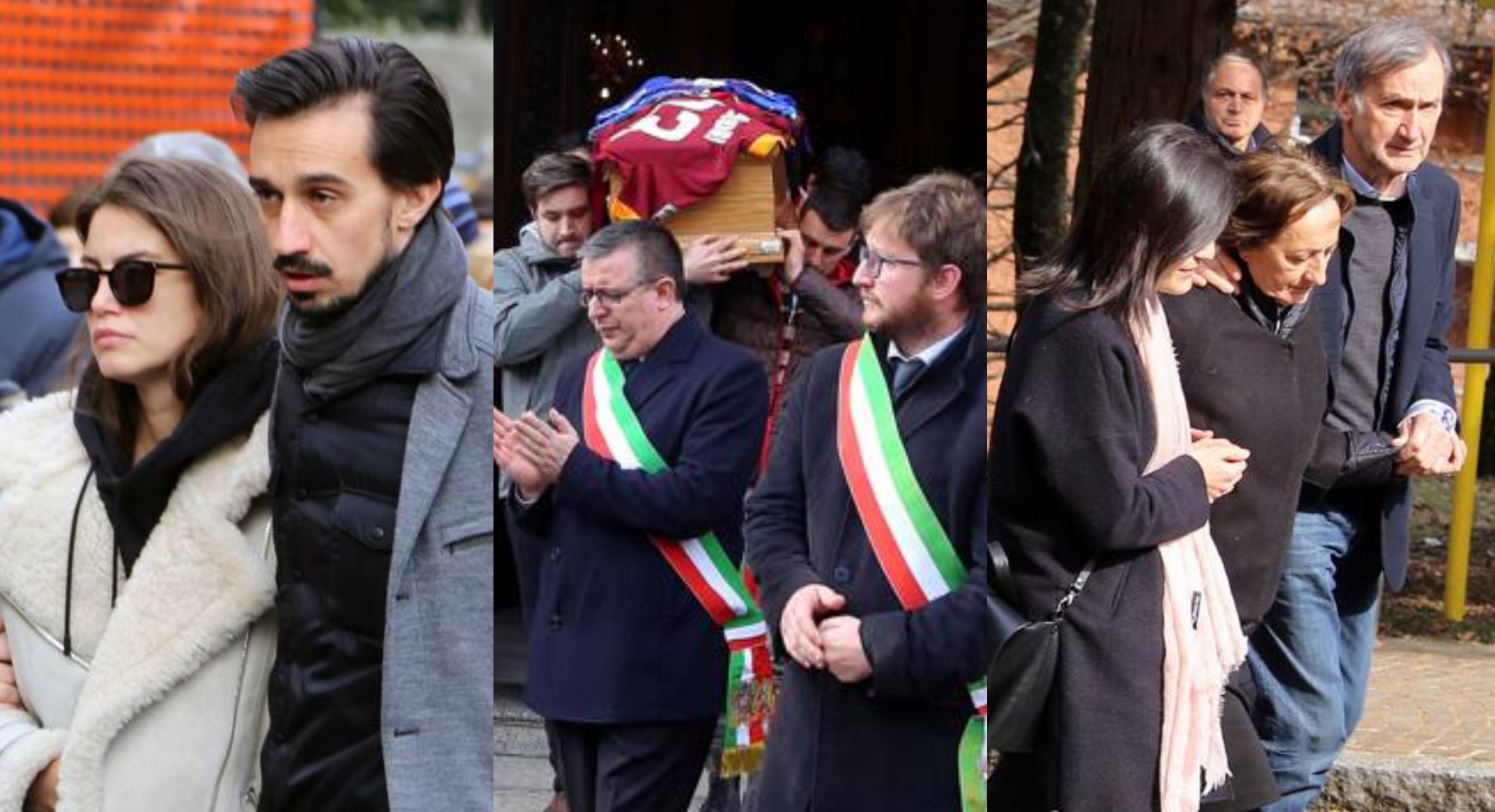 FOTO, l’ultimo saluto per Astori a San Pellegrino. Francesca sostenuta dal fratello