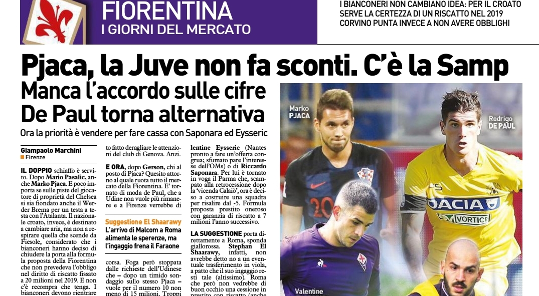 Nazione, solo la cessione di Rebic può portare Pjaca a Firenze. La Samp offre soldi, la Fiorentina no