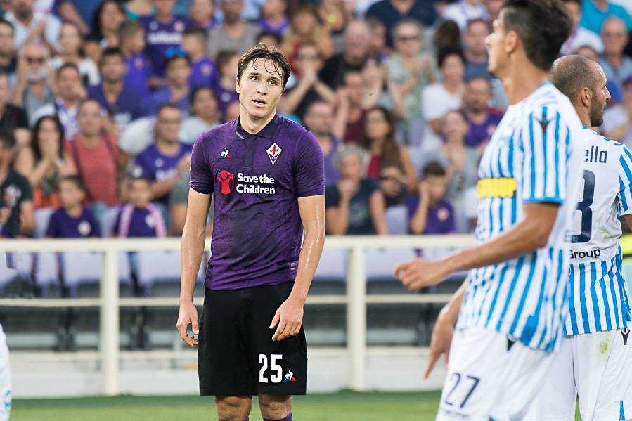 Pareggio della Fiorentina dopo 8′ minuti! Su tiro di Chiesa devia Skriniar