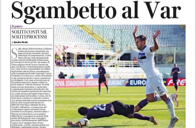 Il Corriere Fiorentino ironizza: sgambetto al VAR