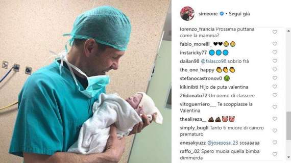 Minacce di morte alla piccola figlia di Simeone dai tifosi della Juventus su Instagram