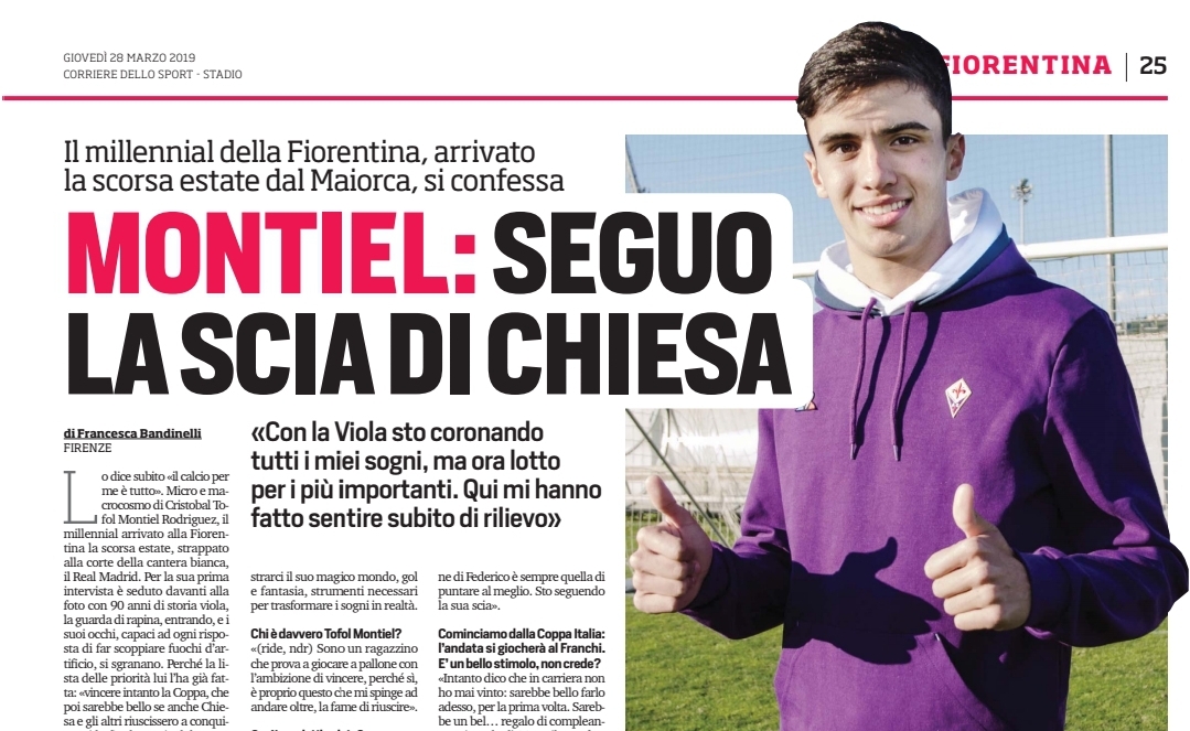 “Sono trequartista, studio Chiesa e voglio conquistare Firenze e la Fiorentina. A Moena…”