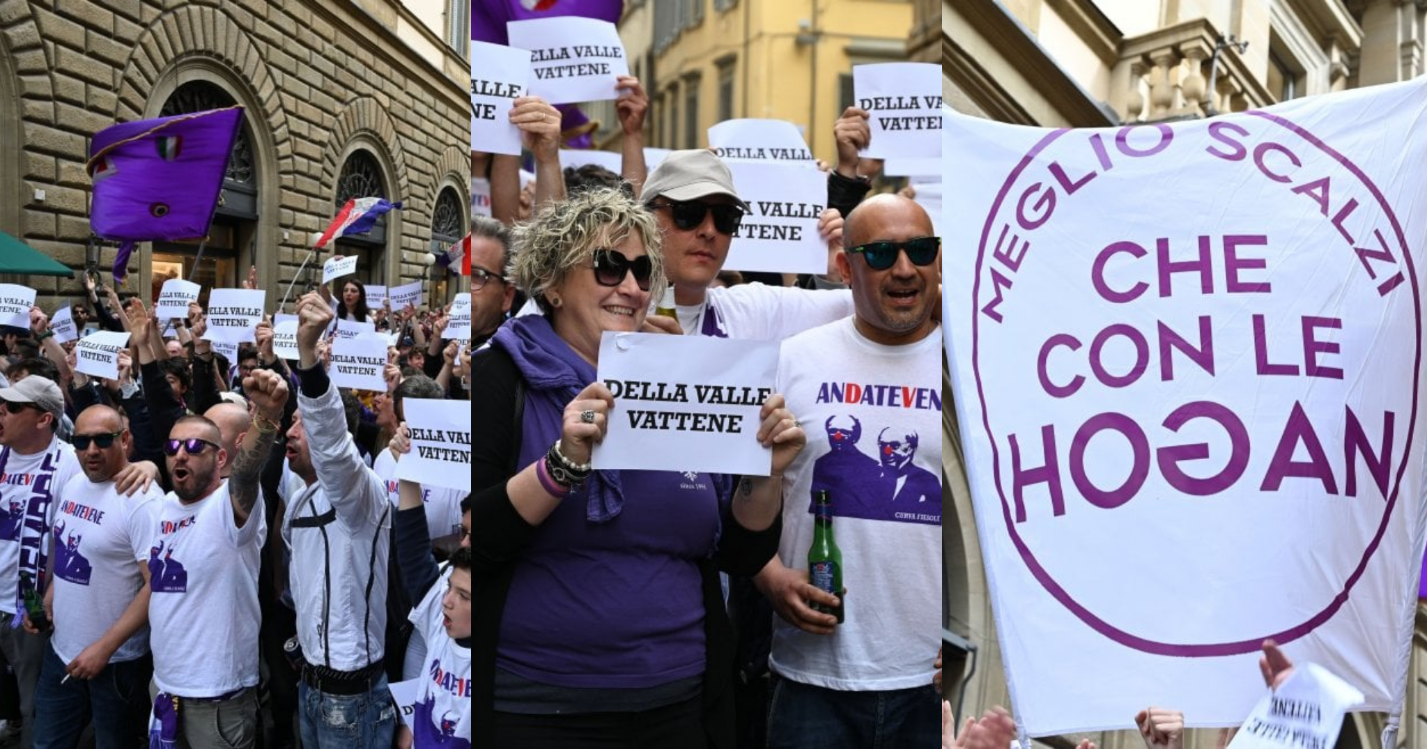 Piu di mille tifosi viola al Flash Mob contro i Della Valle in via Tornabuoni. Le immagini e il racconto