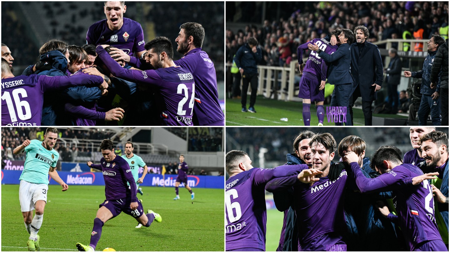 La fotocronaca, Vlahovic brucia Skriniar e fa impazzire il Franchi, abbraccio con Montella