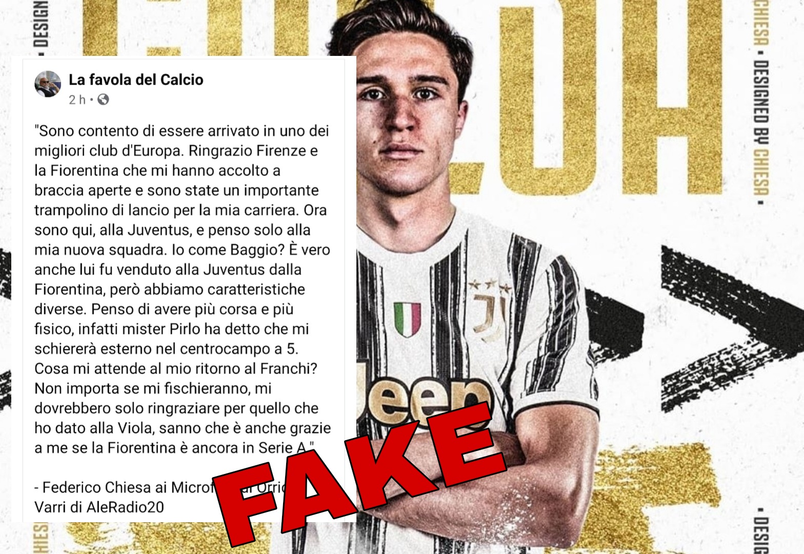 Chiesa e le parole mai dette che fanno il giro dei social. È fake il virgolettato sulla Fiorentina