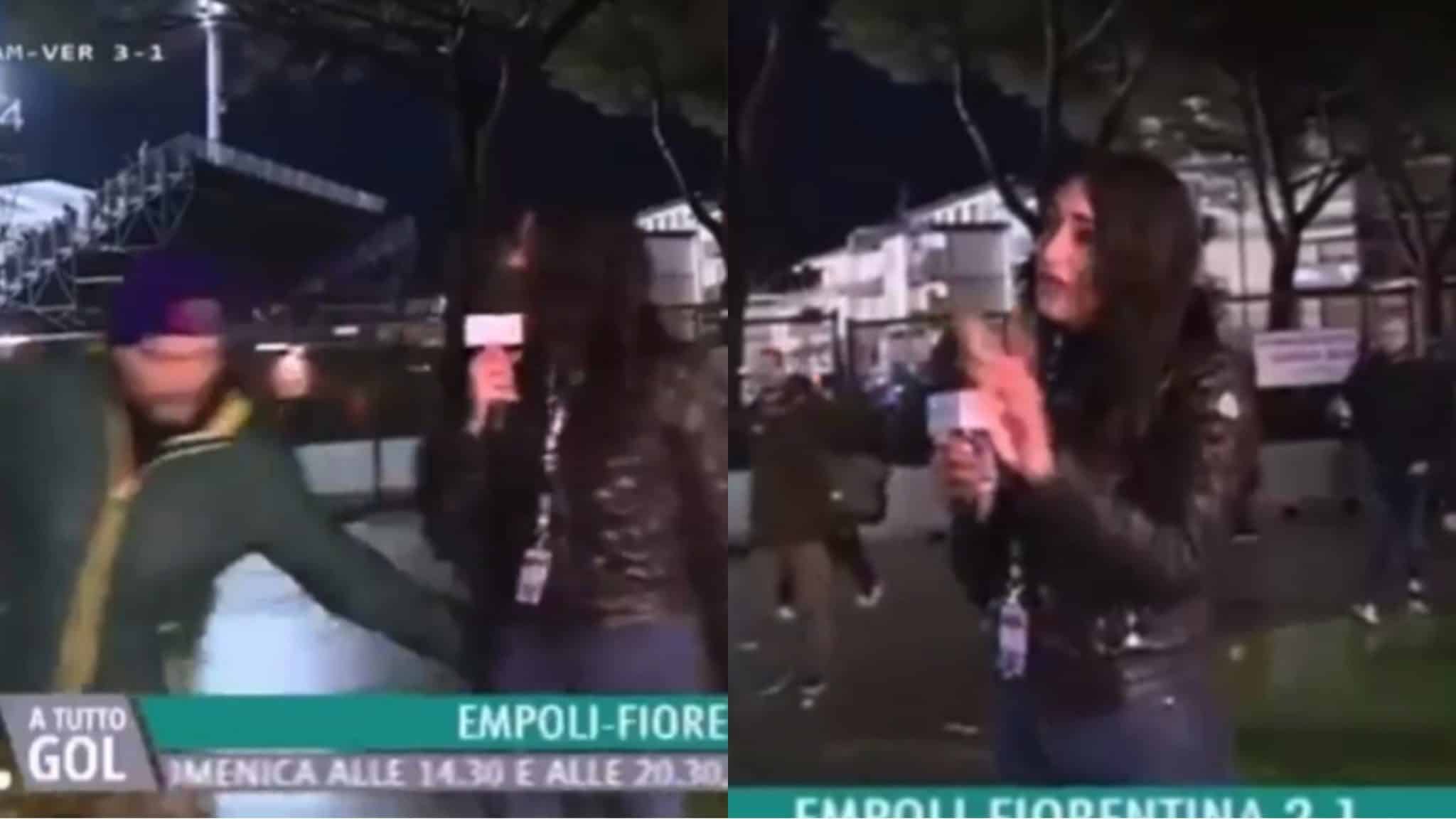 Video, un tifoso allunga le mani sulla giornalista fuori lo stadio di Empoli, gesto vergognoso