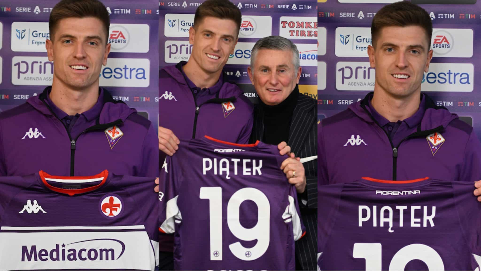 Tutte le foto della presentazione di Piatek come nuovo giocatore della Fiorentina. Presente Pradè