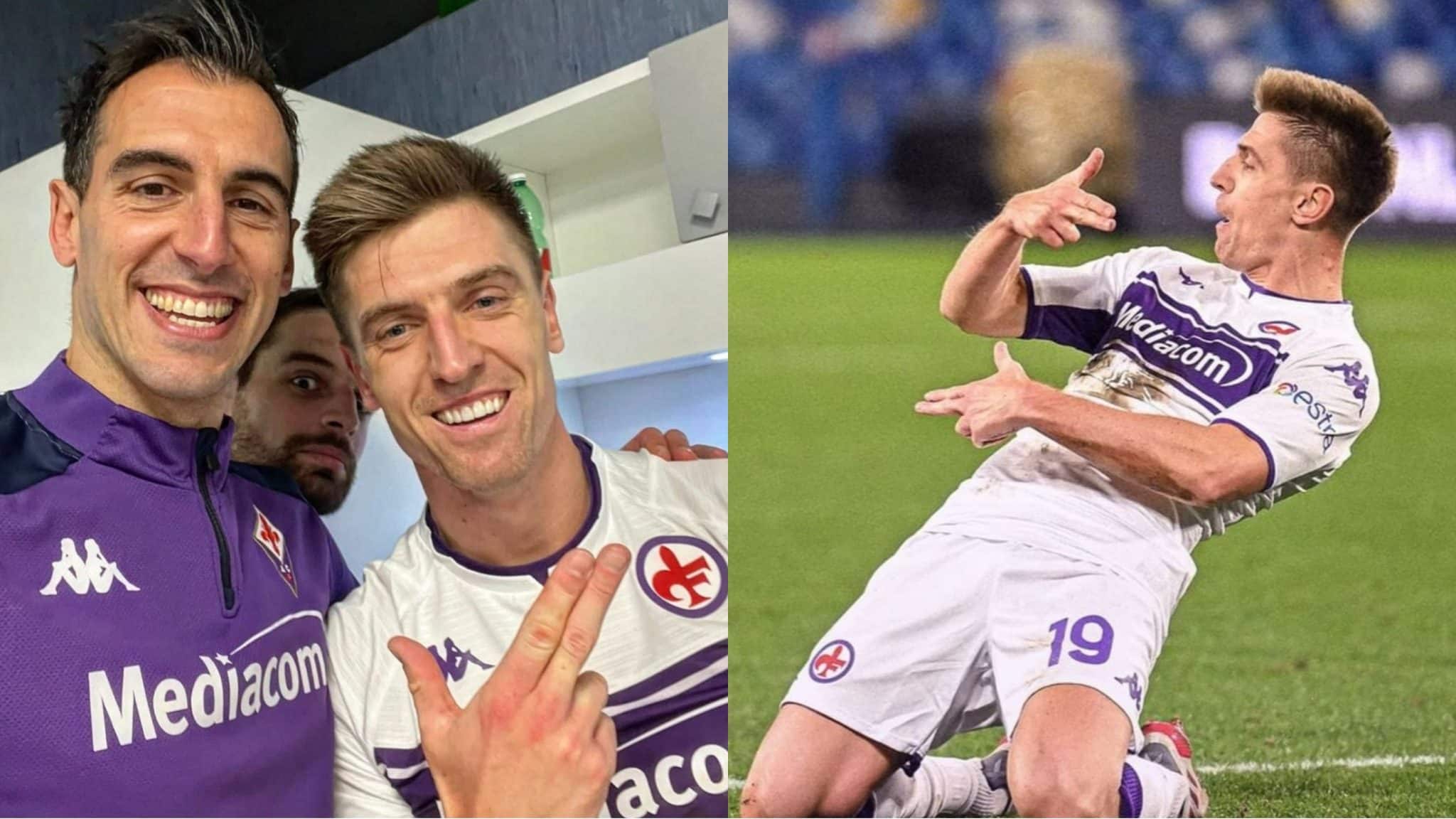 Festa viola nello spogliatoio e Rosati festeggia con il pistolero Piatek, c’è anche Jack Bonaventura