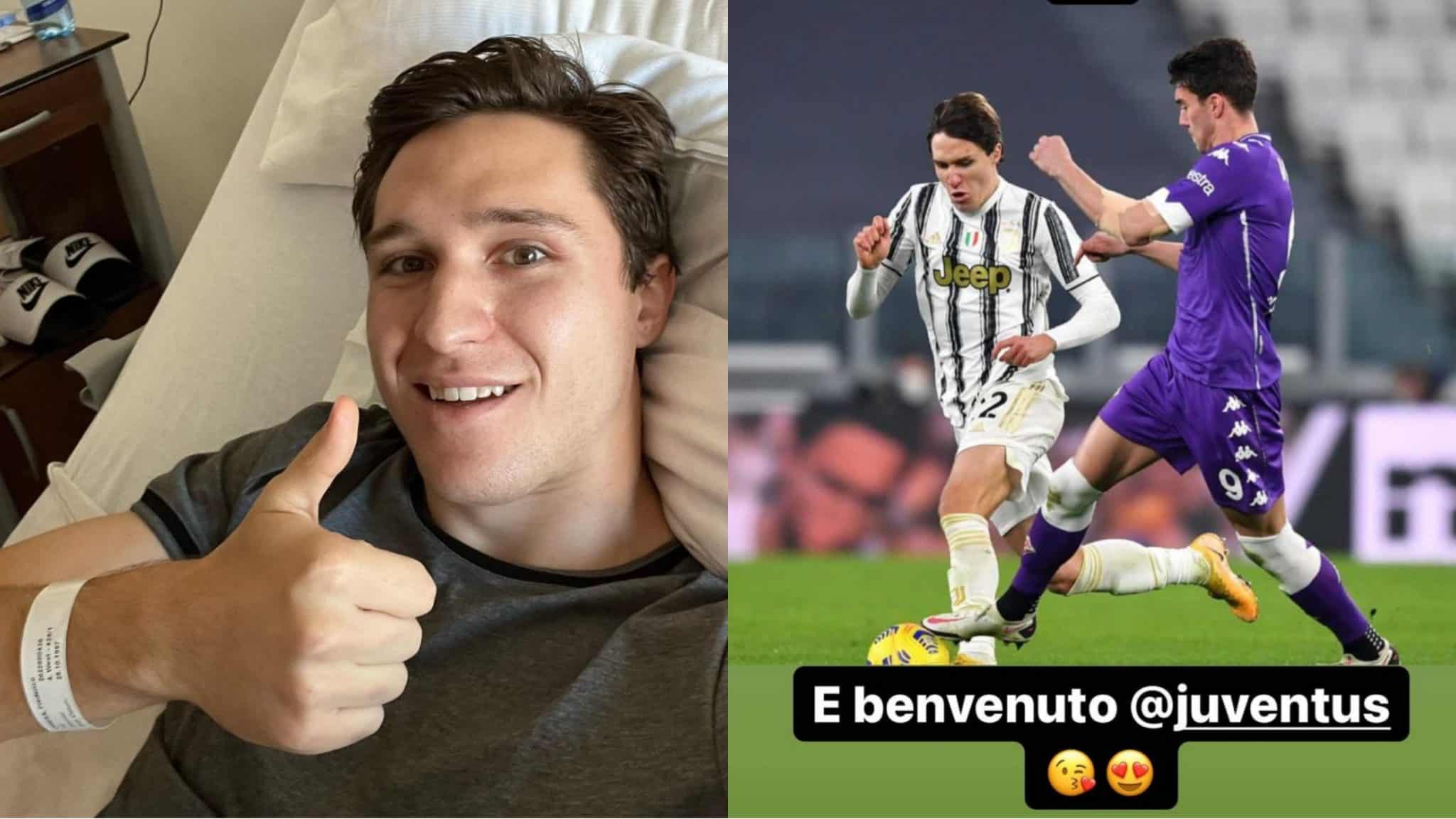 Chiesa fa gli auguri a Vlahovic e lo posta con la maglia della Fiorentina: “Benvenuto alla Juventus”