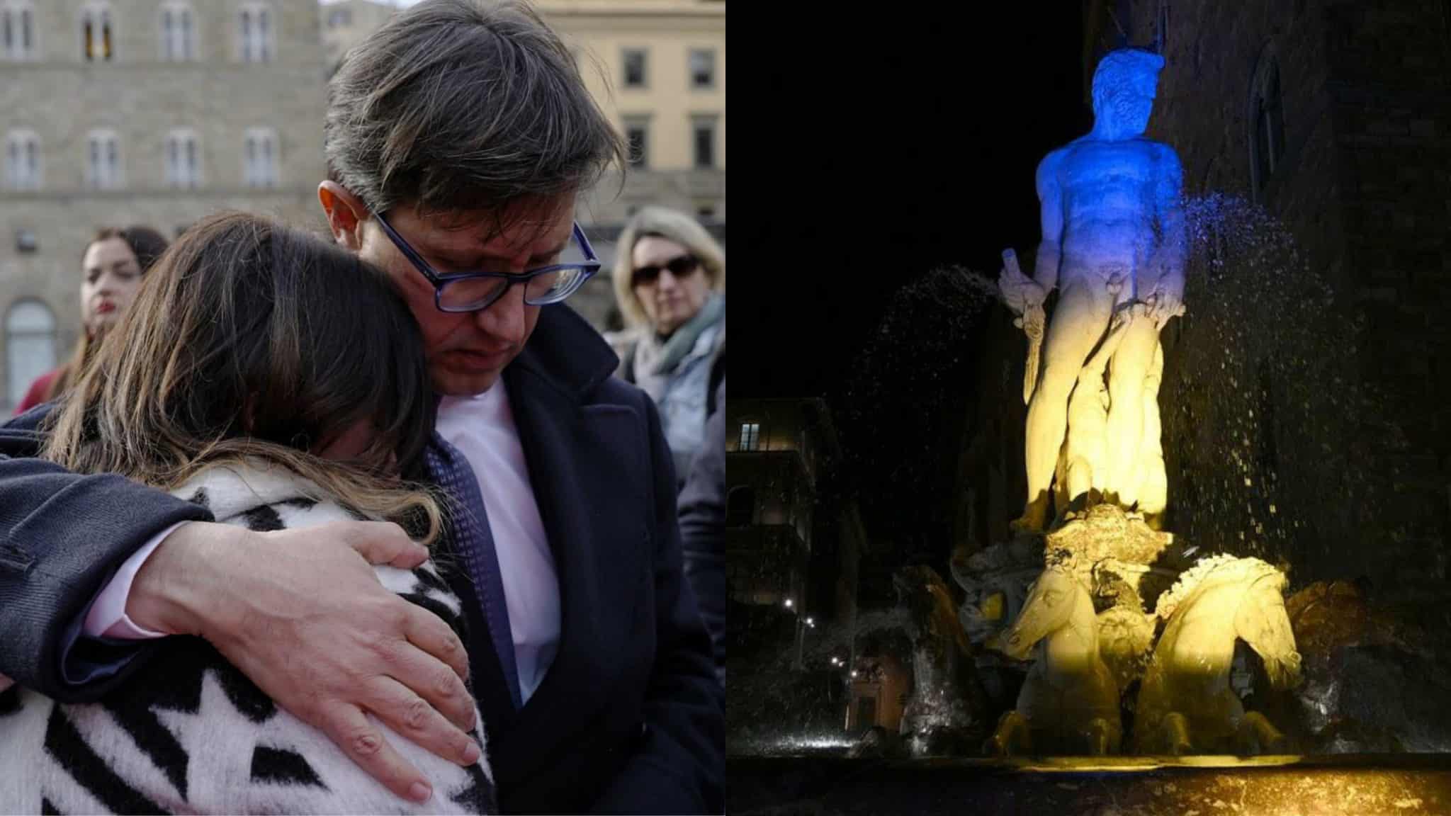 Nardella: “La vostra libertà è la nostra libertà” e illumina Piazza della Signoria con colori dell’Ucraina