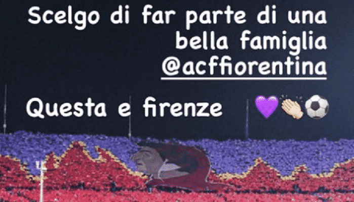 Il messaggio di amore di Torreira: “Scelgo di far parte di una bella famiglia, questa è Firenze”