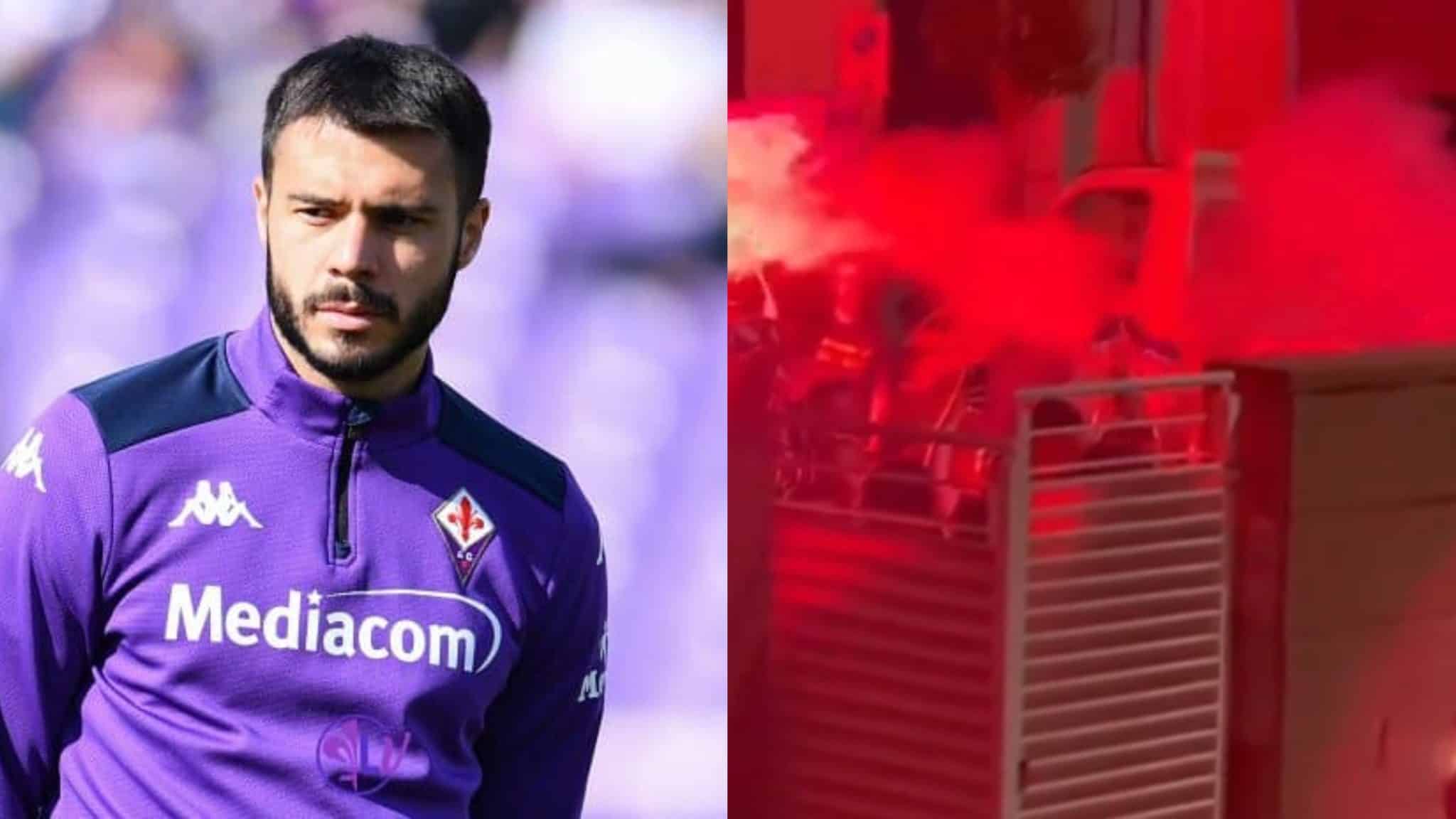 Tifosi viola sotto casa di Venuti per sostenerlo e lui scrive: “Questi soni i fiorentini”