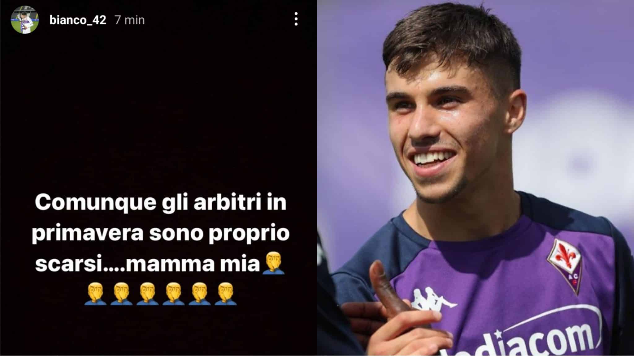 Torti arbitrali alla Fiorentina Primavera, Bianco si sfoga: “Gli arbitri in Primavera sono proprio scarsi”