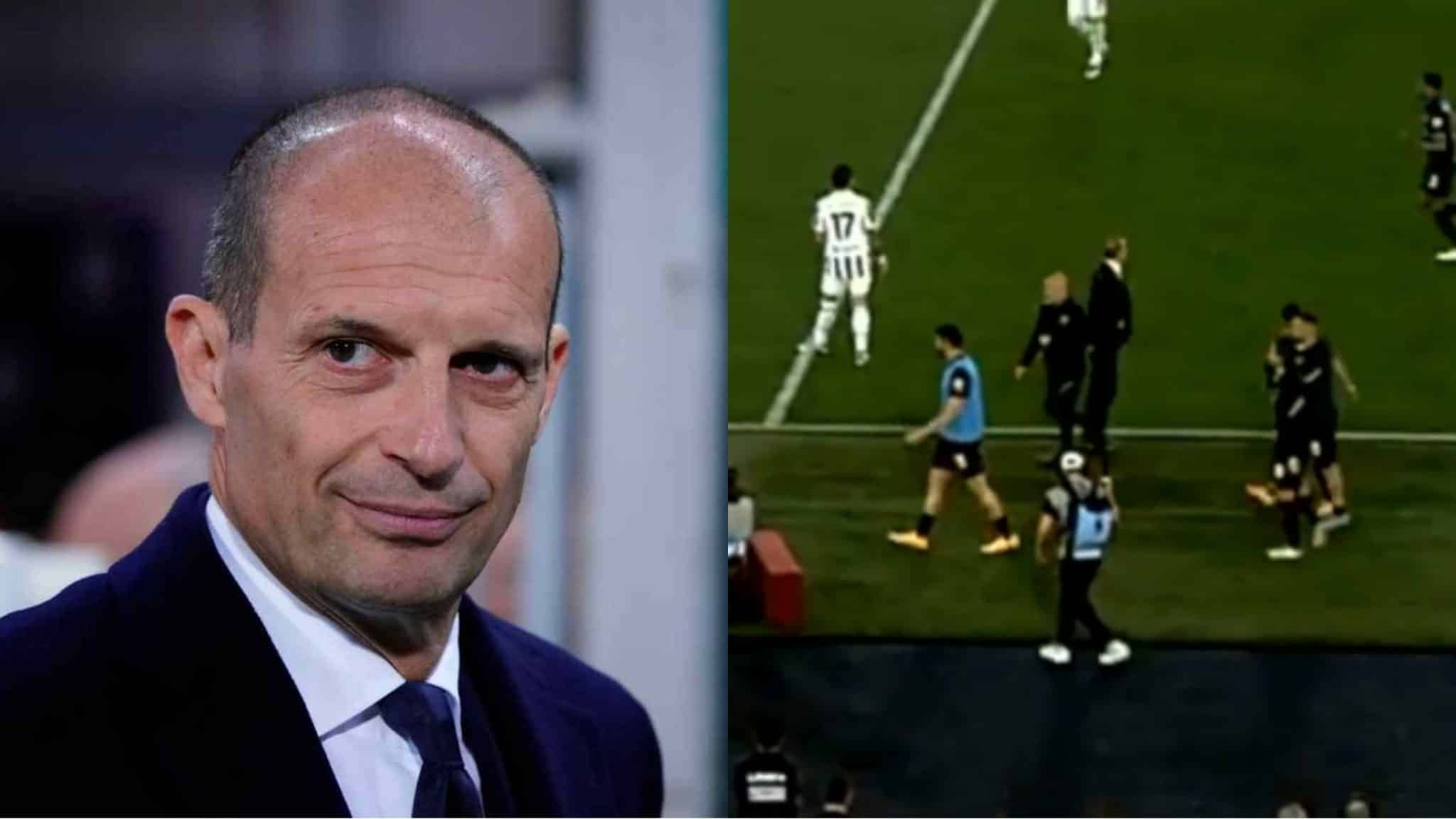 Figuraccia di Allegri, emerge il video della pedata denunciata dal tecnico, che però non c’è stata
