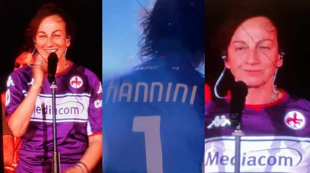 Gianna Nannini tifa Juventus ma indossa la maglia della Fiorentina per il concerto allo stadio Franchi