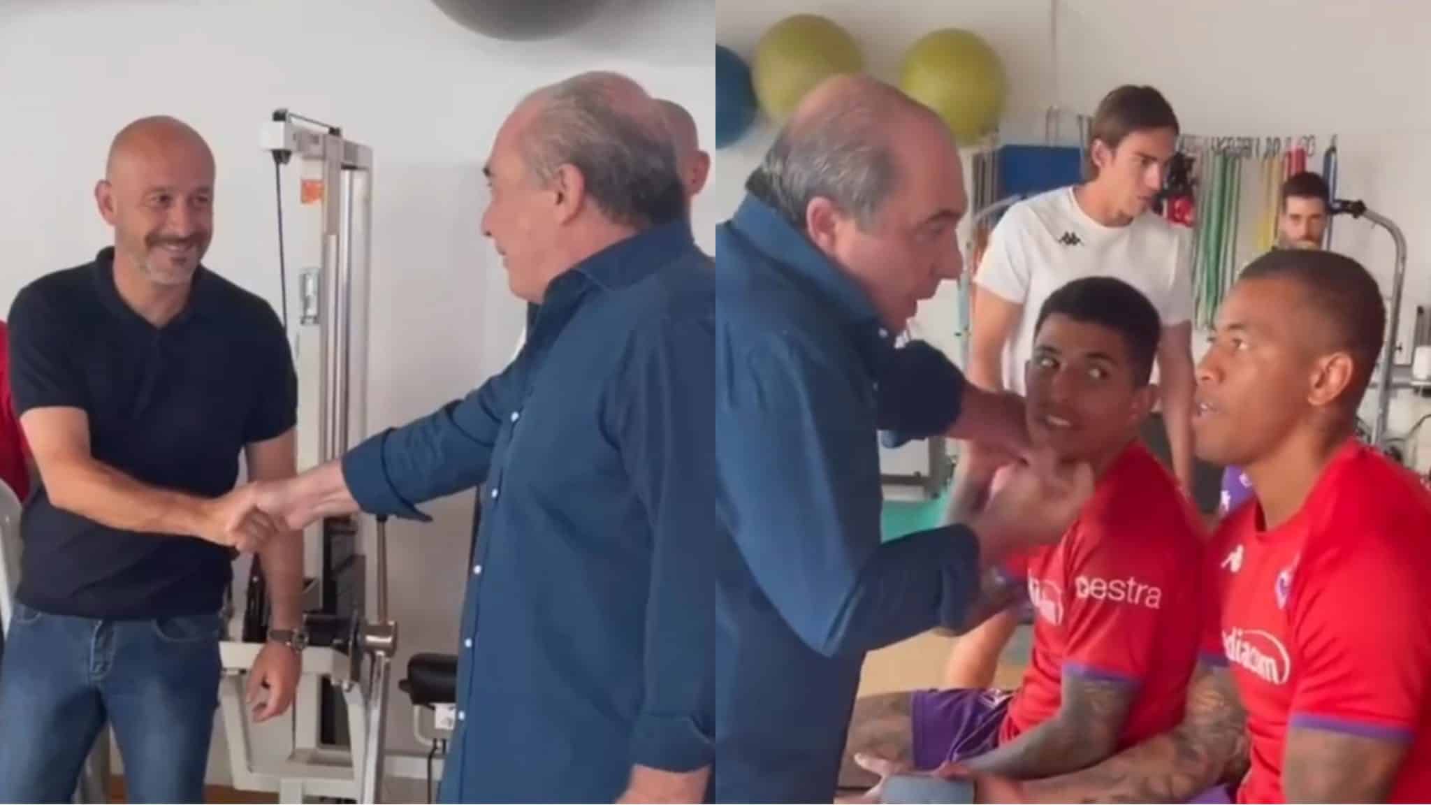 Commisso va al centro sportivo e omaggia la squadra, complimenti a tutti la Fiorentina. Il video