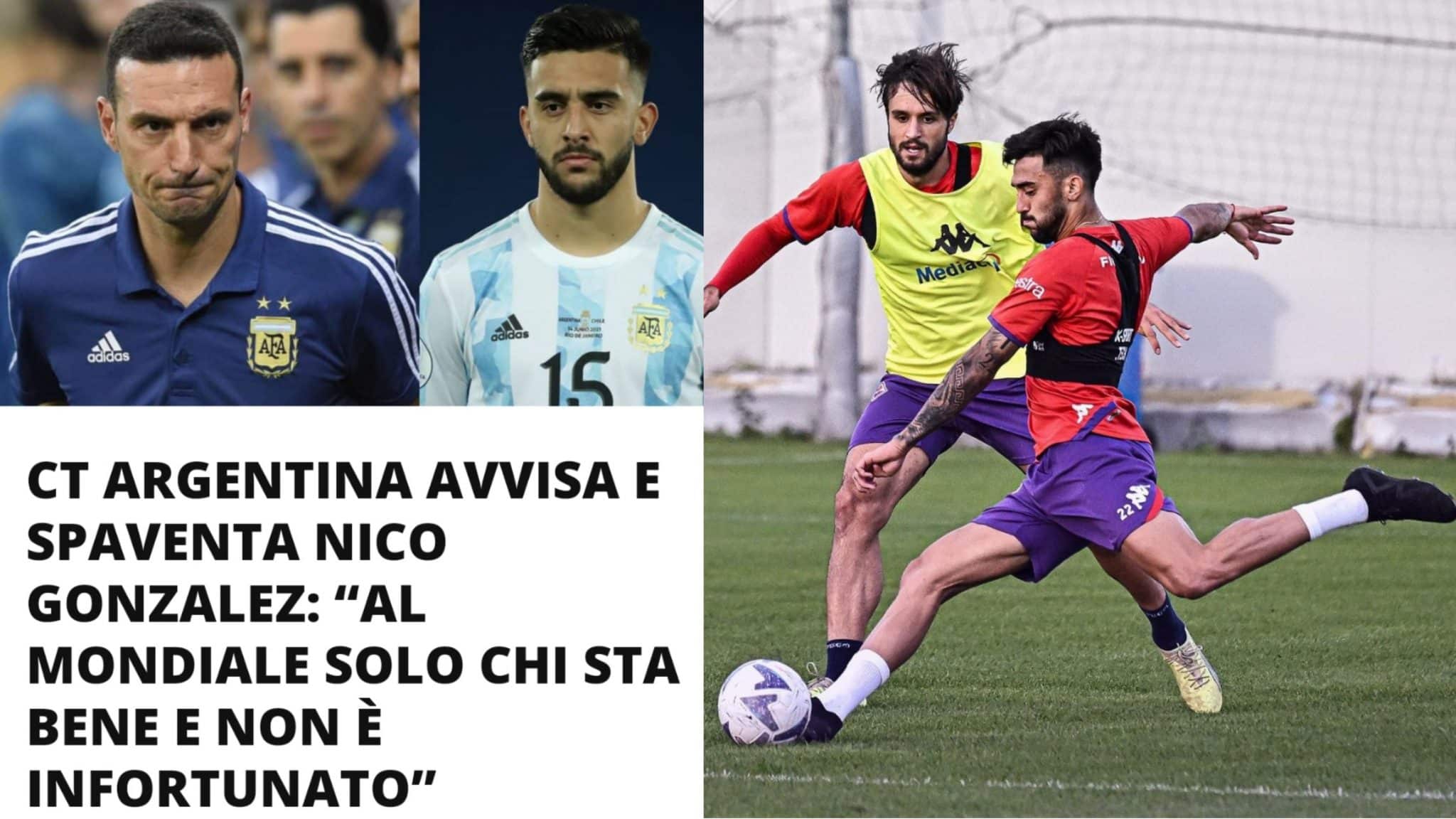 CT Argentina avverte: “Al mondiale solo chi gioca” e Nico Gonzalez si è ripreso. Tifosi viola ironizzano