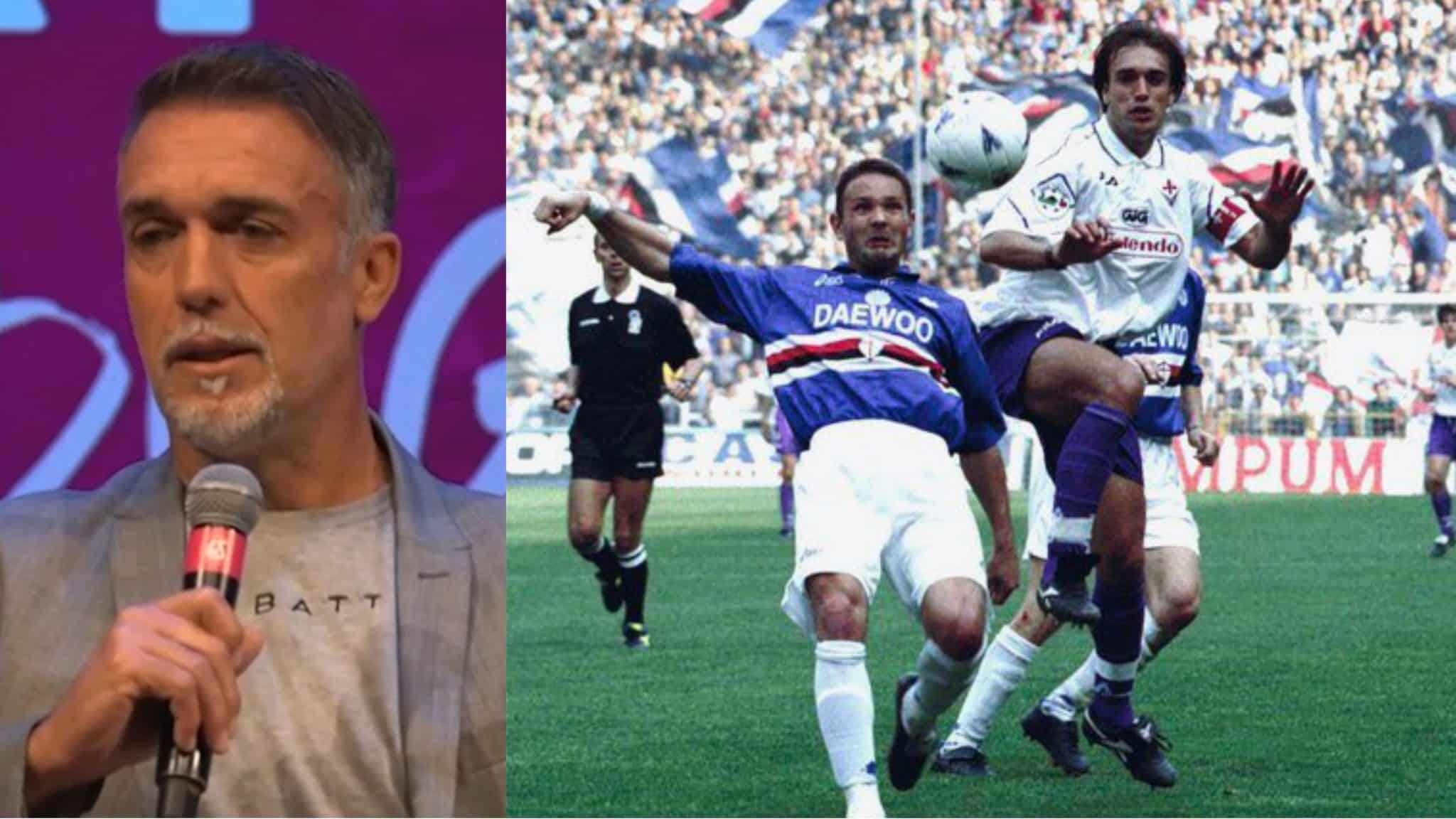 Batistuta ricorda Mihajlovic con foto di Sampdoria-Fiorentina: “Quante battaglie in campo. Ciao Sinisa”