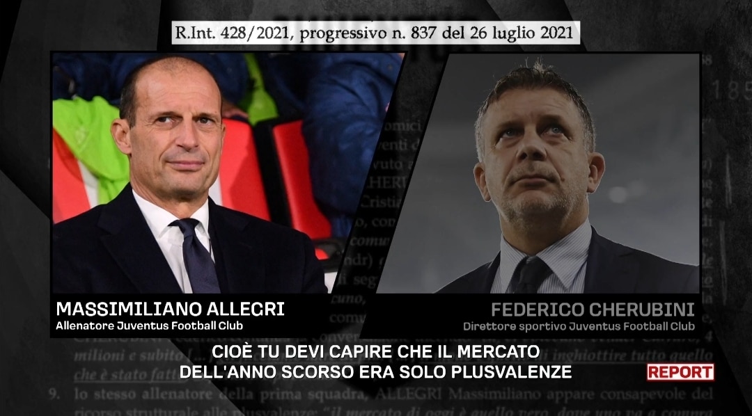 Report smaschera Allegri, l’intercettazione: “Il mercato della Juventus non è vero, è tutto plusvalenze”