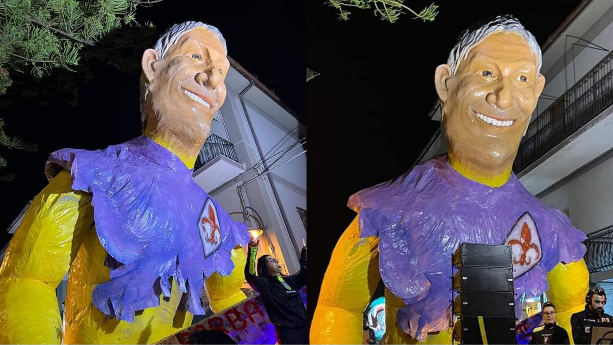 Ricordate Vessicchio? Offese Firenze e la Fiorentina, è diventato un carro di carnevale con maglia viola