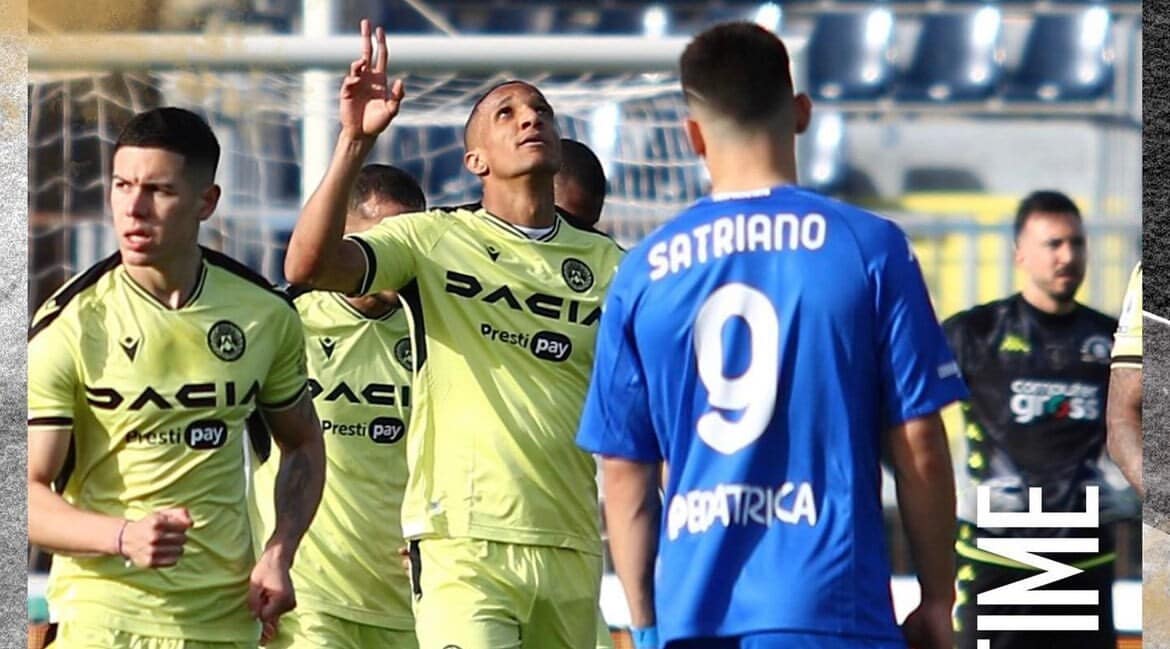 L’Udinese torna a vincere contro l’Empoli e aggancia la Juventus. Friulani a +4 sulla Fiorentina