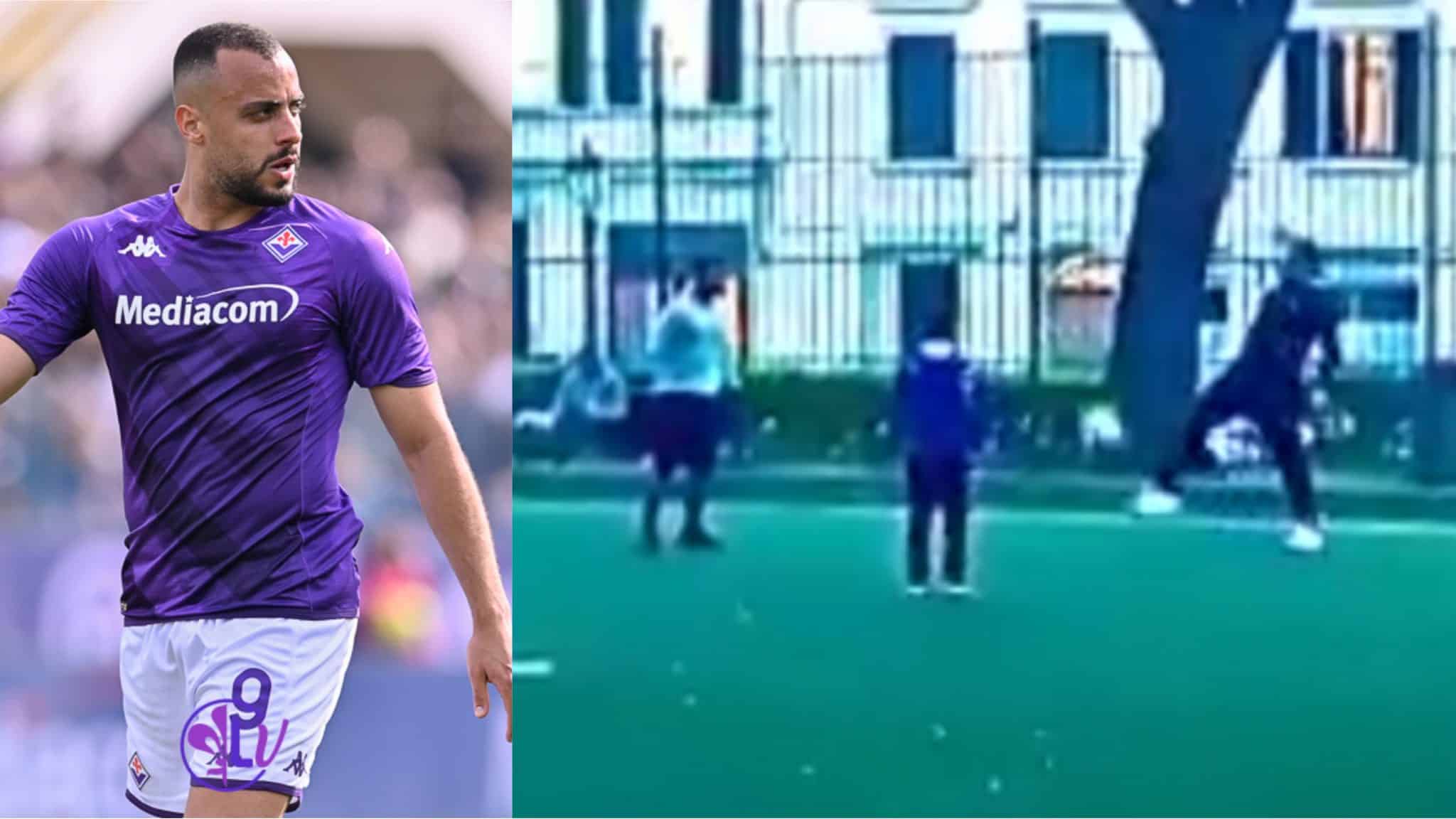 Cabral palleggia e gioca a calcetto con i bambini a San Frediano, alla fine fa anche il portiere