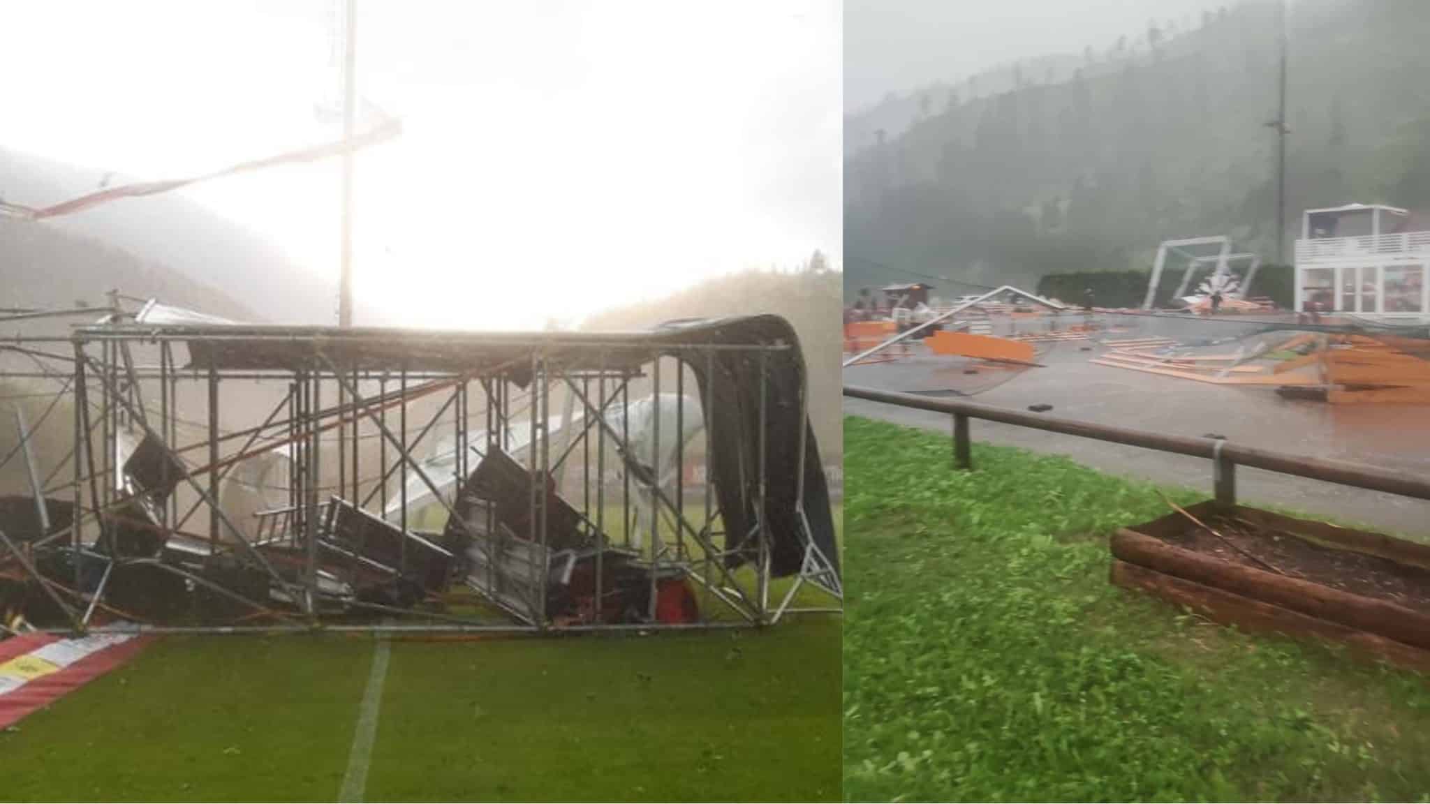 Paura a Moena, tromba d’aria e crolla torretta delle televisioni. Genoa annulla partita e allenamento