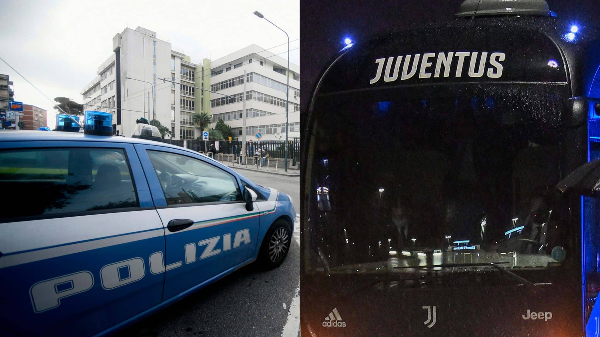Il pullman della Juventus tampona la macchina della polizia mentre andava alla Dacia Arena di Udine