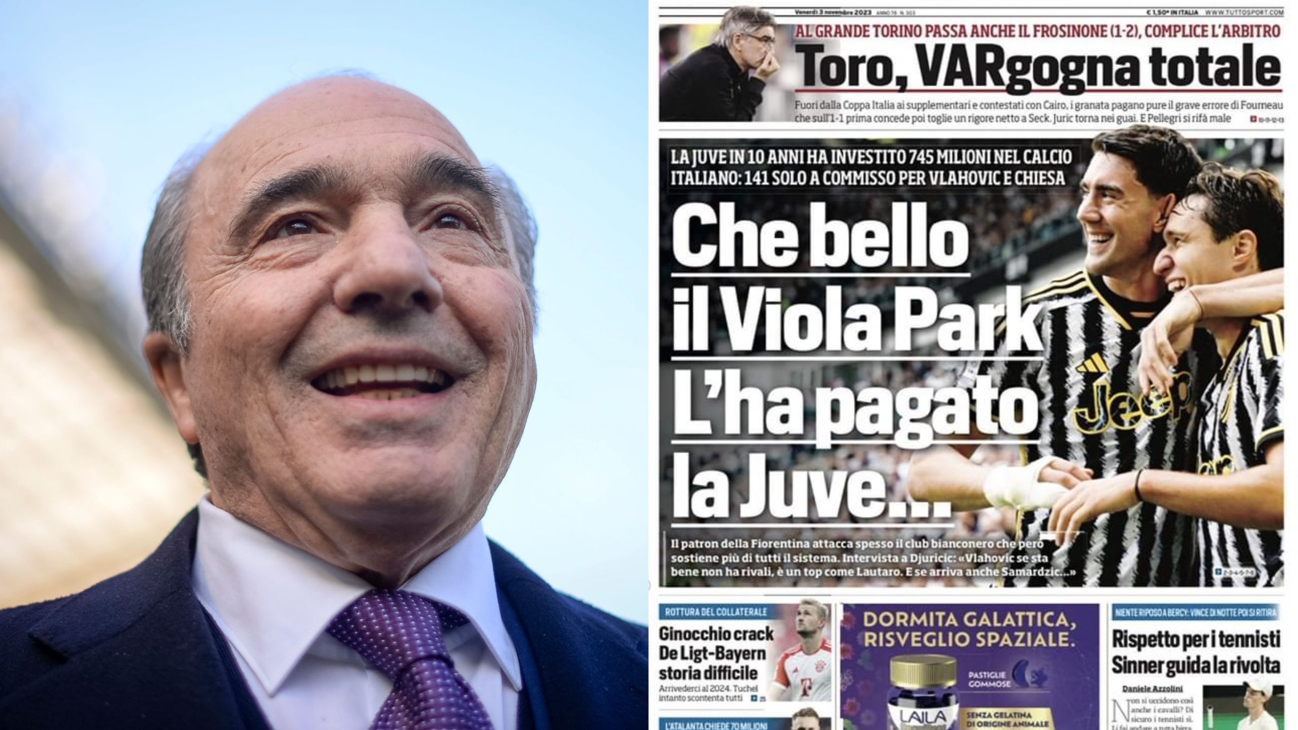 Tuttosport attacca Commisso: “Il Viola Park l’ha costruito la Juventus. Non disdegna gli affari con il nemico”