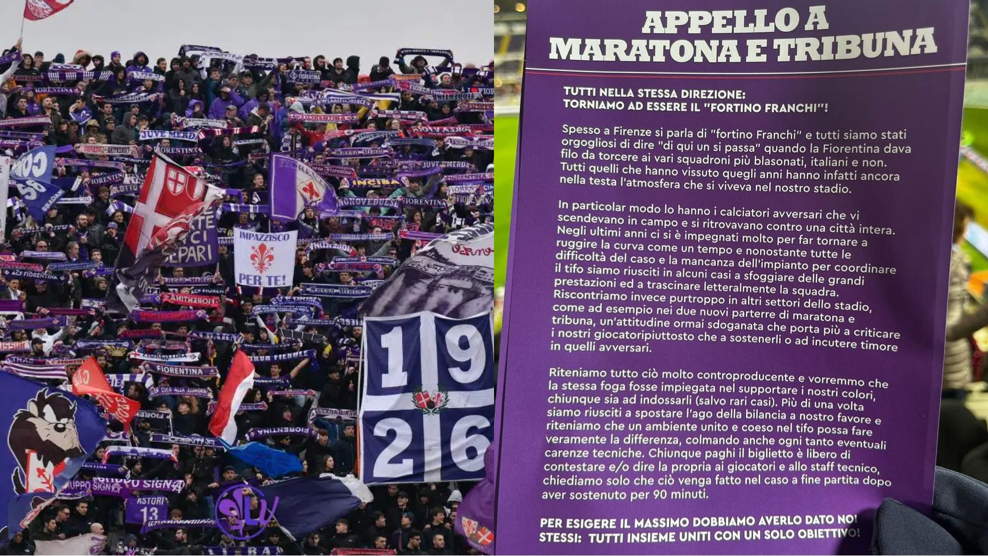 La Fiesole rimprovera tribuna e Maratona: “Durante la partita i giocatori della Fiorentina vanno incitati”