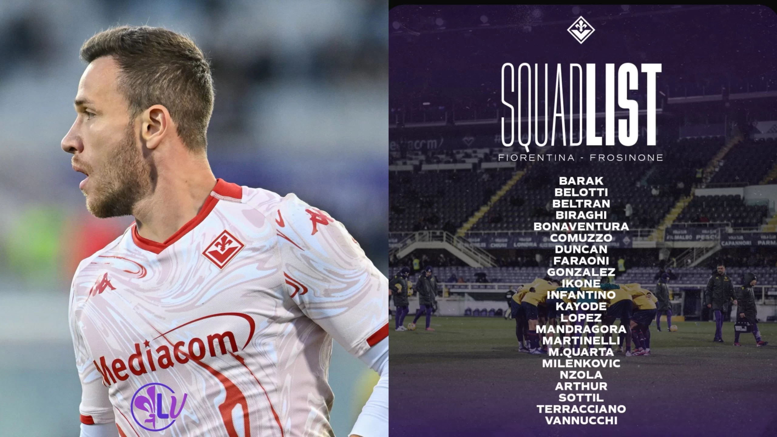 I convocati della Fiorentina: recupera Arthur, out Parisi e Christensen. Assente anche Dodò