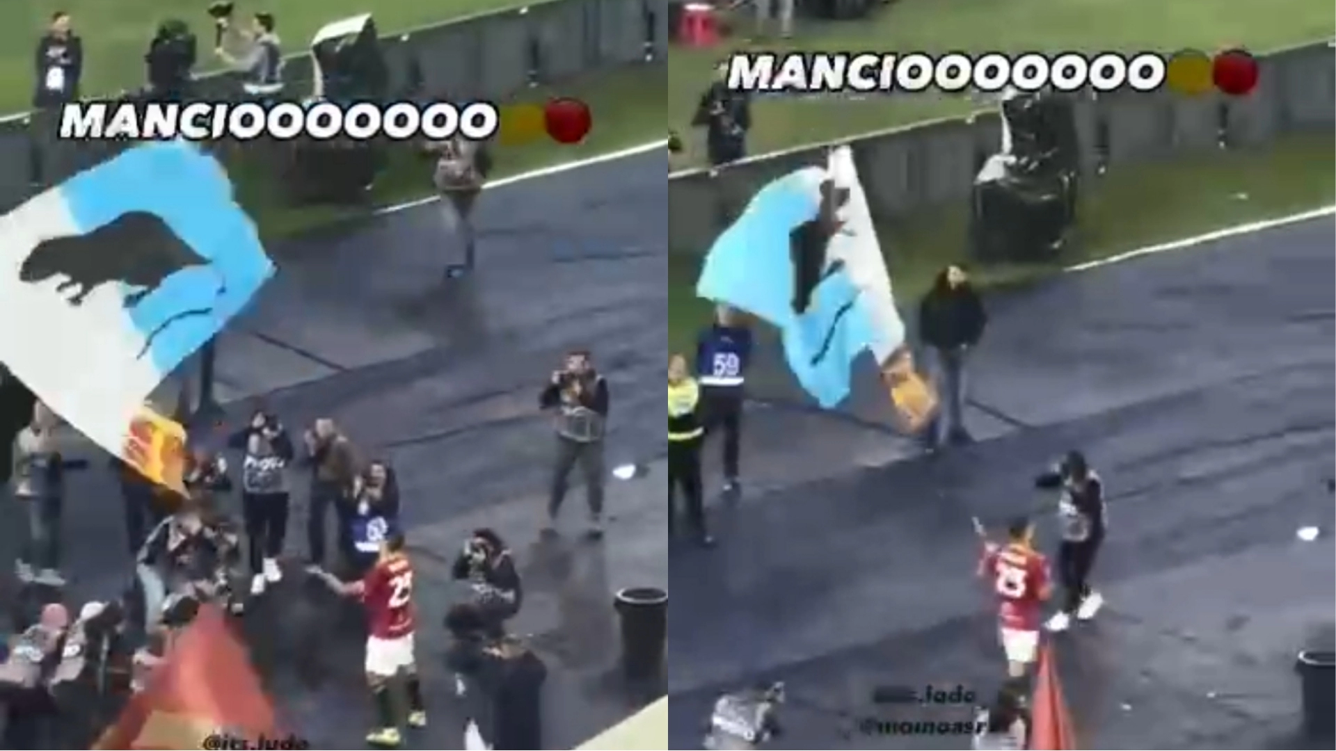 Mancini festeggia sventolando la bandiera: “Laziale topo” dopo il derby vinto. Ecco il video