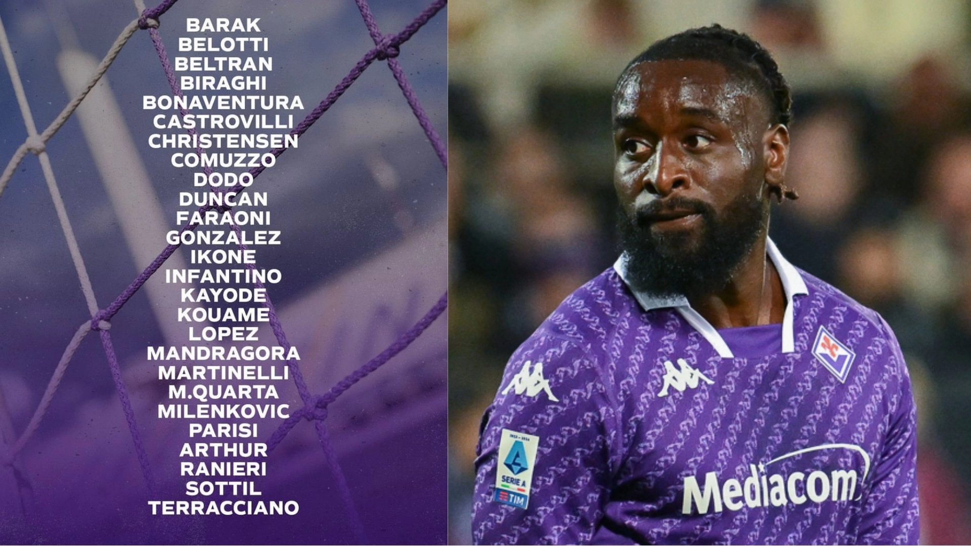 Nzola non convocato per Fiorentina-Genoa. Sta fuori per un affaticamento muscolare. La lista completa