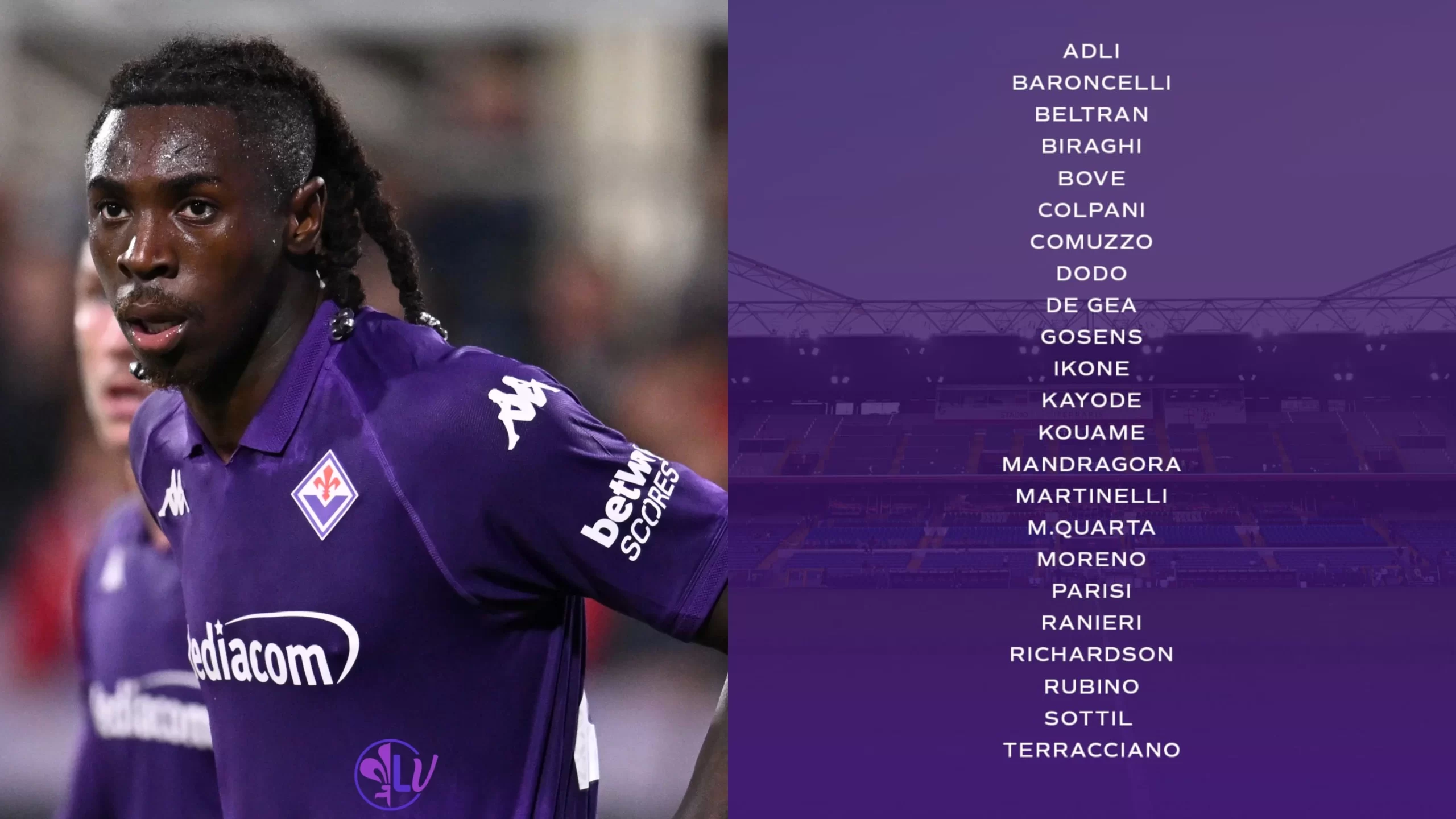 Convocati Fiorentina: Kean e Cataldi out, c’è Comuzzo e rientrano anche Mandragora e Moreno
