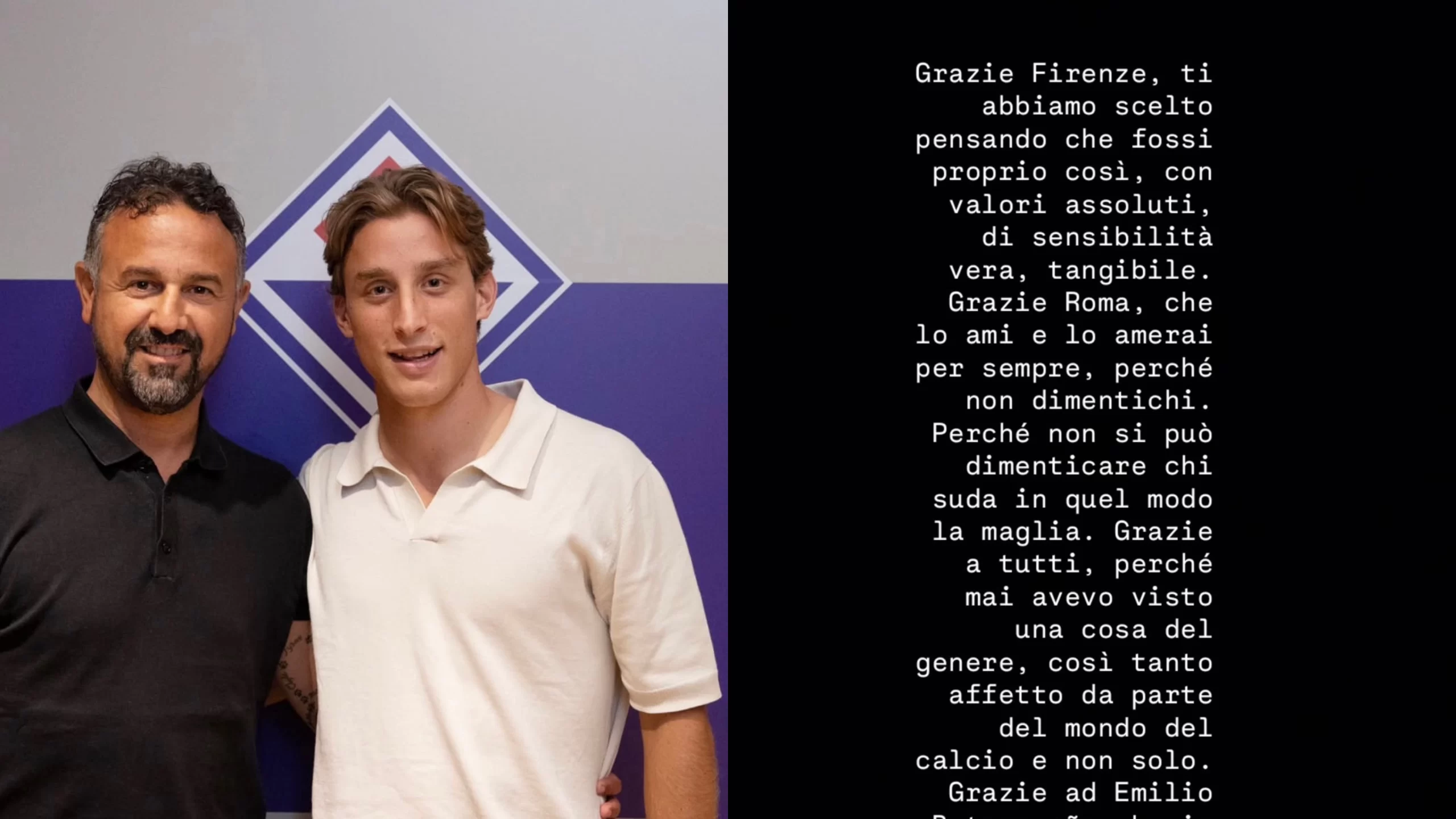 L’agente di Bove su Instagram: “Grazie Firenze ti abbiamo scelto pensando che tu fossi proprio così”