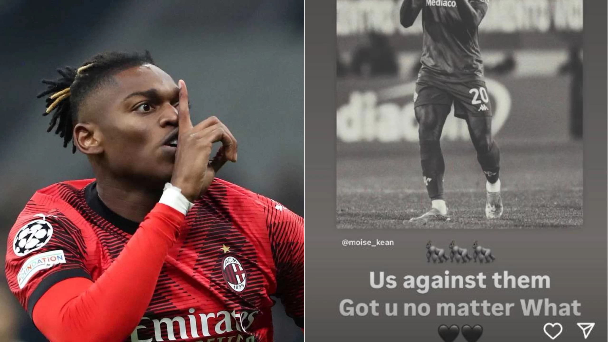 Leao si schiera con Kean: “Siamo noi contro loro. Sono con te sempre, non importa il resto”
