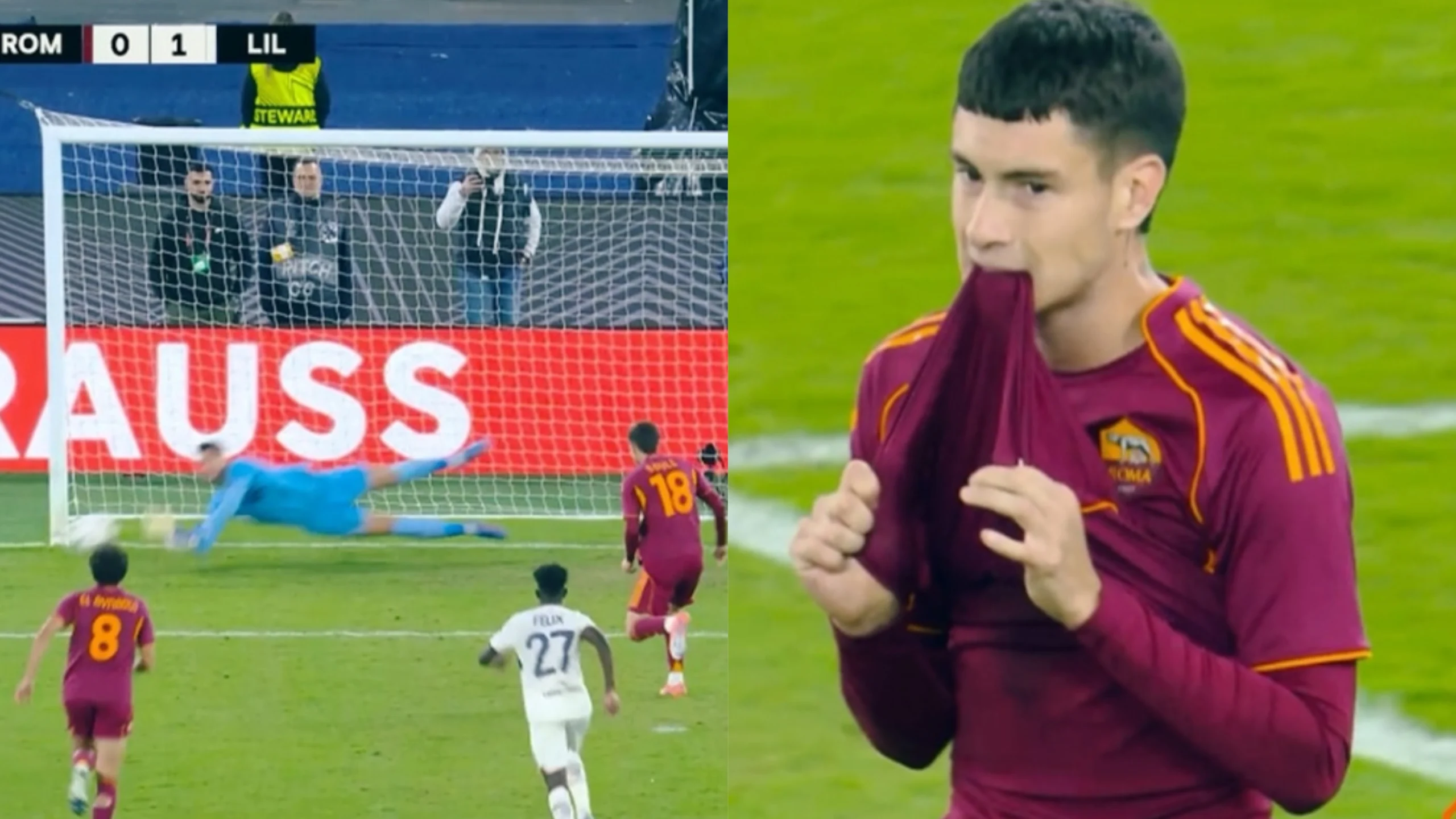 L’arbitro fa ripetere i rigori per 3 volte alla Roma, Dovbyk sbaglia 2 volte, poi tocca a Soulè, sbaglia