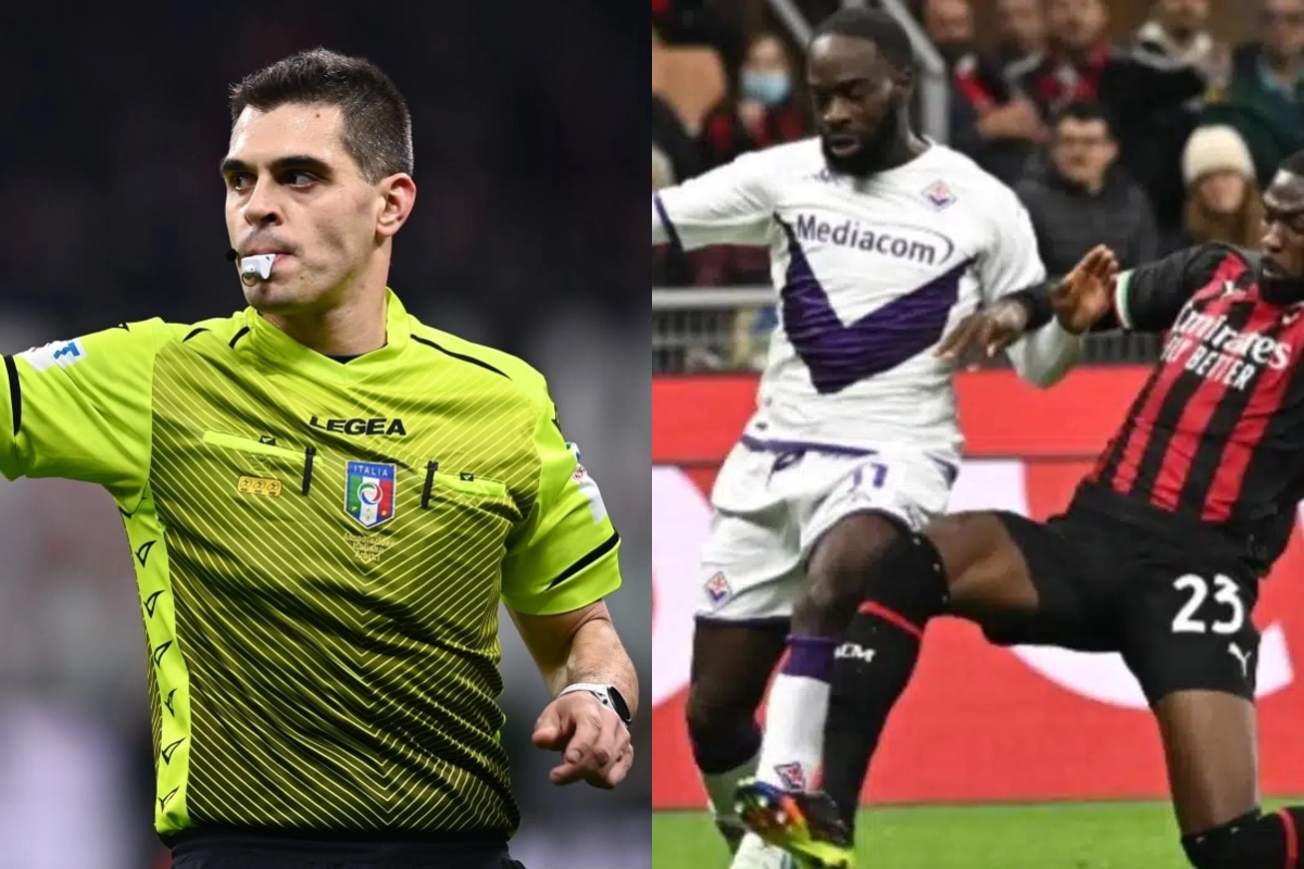 A San Siro arbitrerà Sozza: non concesse il rigore in Milan-Fiorentina per il fallo di Tomori su Ikonè.
