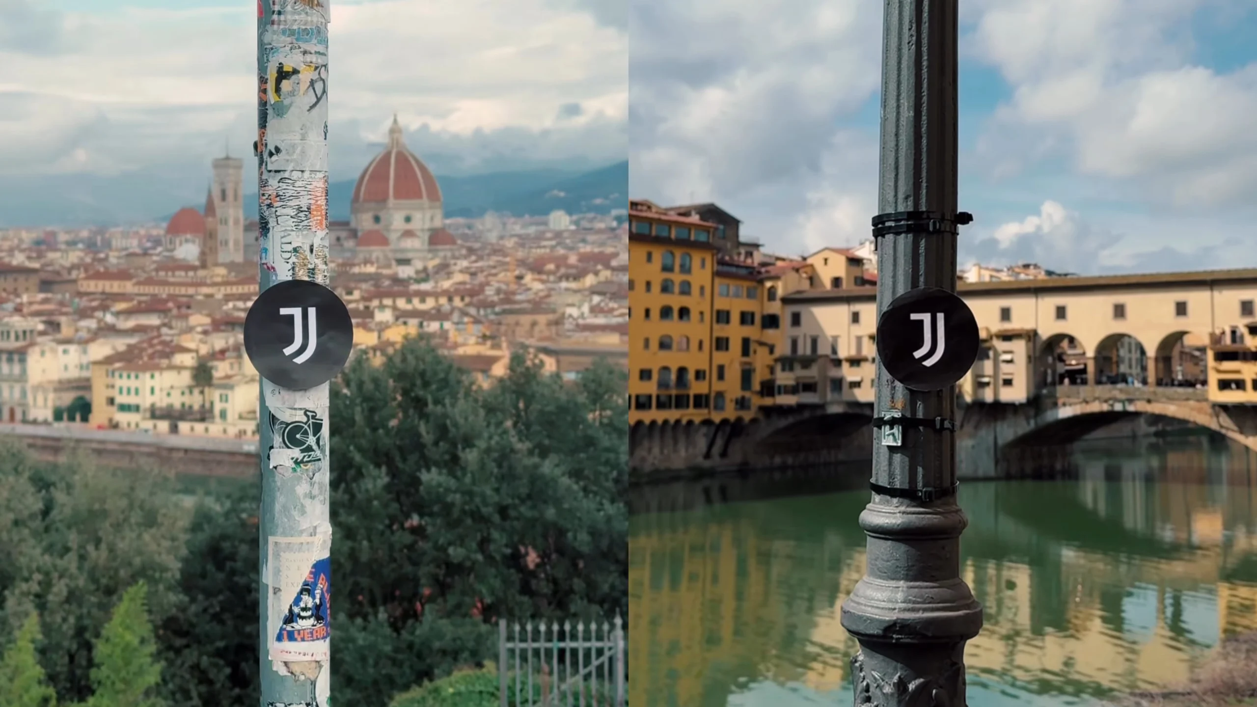 (VIDEO) La Juventus femminile arriva a Firenze e attacca in città gli adesivi con il loro logo